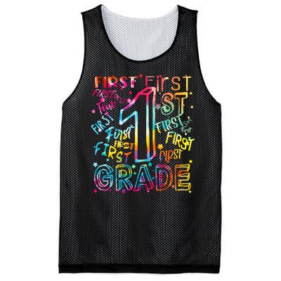 First Grade 1st Grade Tie Dye Word Art Mesh Reversible Basketball Jersey Tank