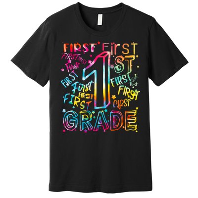 First Grade 1st Grade Tie Dye Word Art Premium T-Shirt