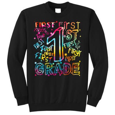 First Grade 1st Grade Tie Dye Word Art Tall Sweatshirt