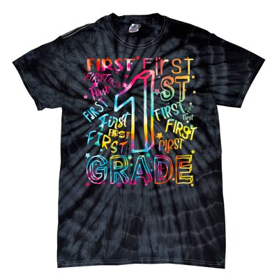 First Grade 1st Grade Tie Dye Word Art Tie-Dye T-Shirt