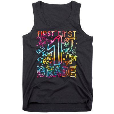 First Grade 1st Grade Tie Dye Word Art Tank Top