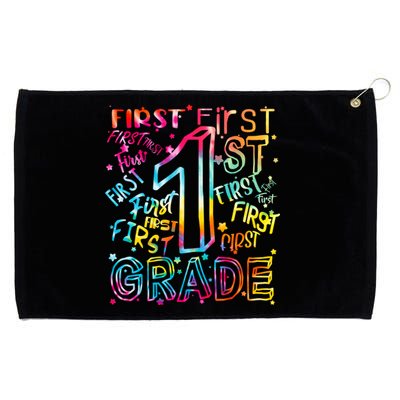 First Grade 1st Grade Tie Dye Word Art Grommeted Golf Towel