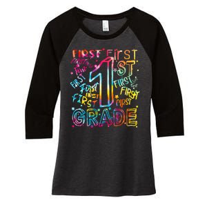 First Grade 1st Grade Tie Dye Word Art Women's Tri-Blend 3/4-Sleeve Raglan Shirt