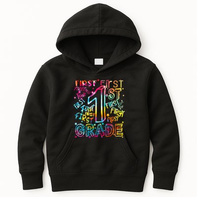 First Grade 1st Grade Tie Dye Word Art Kids Hoodie