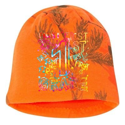 First Grade 1st Grade Tie Dye Word Art Kati - Camo Knit Beanie