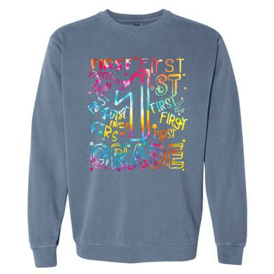 First Grade 1st Grade Tie Dye Word Art Garment-Dyed Sweatshirt