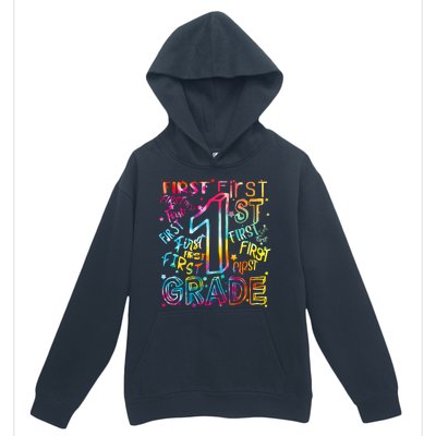 First Grade 1st Grade Tie Dye Word Art Urban Pullover Hoodie