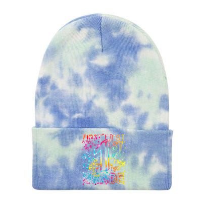 First Grade 1st Grade Tie Dye Word Art Tie Dye 12in Knit Beanie