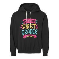 First Grader, 1st Grade Back To School Garment-Dyed Fleece Hoodie