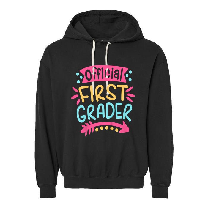 First Grader, 1st Grade Back To School Garment-Dyed Fleece Hoodie
