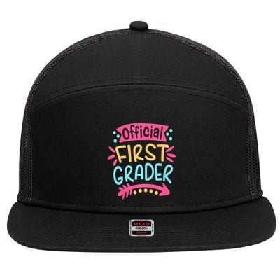 First Grader, 1st Grade Back To School 7 Panel Mesh Trucker Snapback Hat