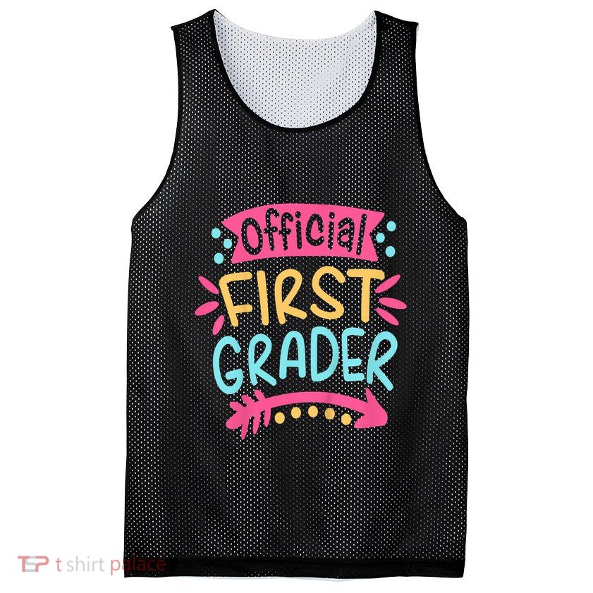 First Grader, 1st Grade Back To School Mesh Reversible Basketball Jersey Tank