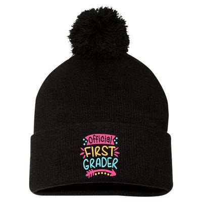 First Grader, 1st Grade Back To School Pom Pom 12in Knit Beanie