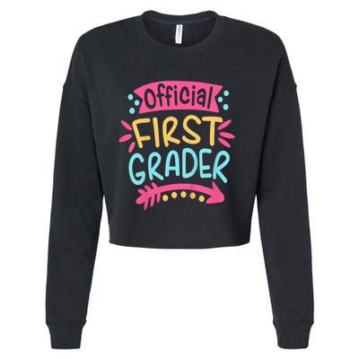 First Grader, 1st Grade Back To School Cropped Pullover Crew