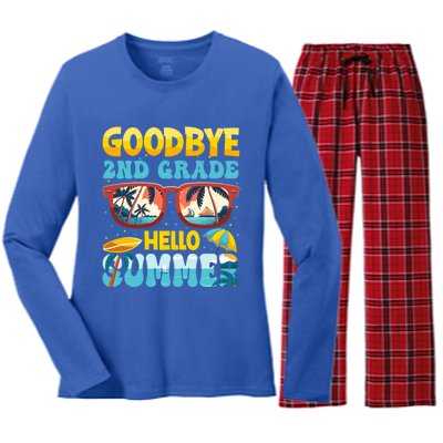 Funny Goodbye 2nd Grade Hello Summer Great Gift Women's Long Sleeve Flannel Pajama Set 