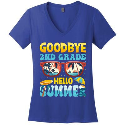 Funny Goodbye 2nd Grade Hello Summer Great Gift Women's V-Neck T-Shirt