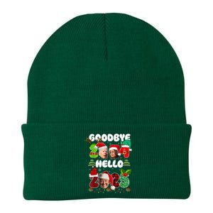 Funny Goodbye 2024 Hello 2025 Trump Christmas New YearS Eve Knit Cap Winter Beanie