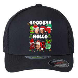 Funny Goodbye 2024 Hello 2025 Trump Christmas New YearS Eve Flexfit Unipanel Trucker Cap