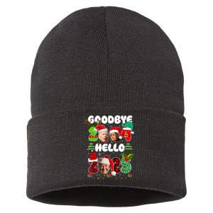 Funny Goodbye 2024 Hello 2025 Trump Christmas New YearS Eve Sustainable Knit Beanie