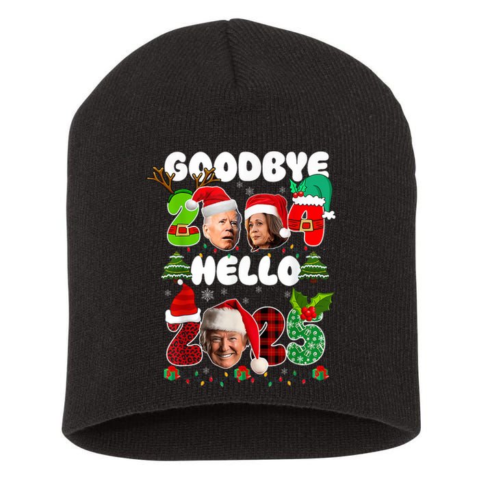 Funny Goodbye 2024 Hello 2025 Trump Christmas New YearS Eve Short Acrylic Beanie