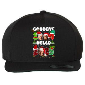 Funny Goodbye 2024 Hello 2025 Trump Christmas New YearS Eve Wool Snapback Cap