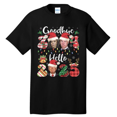 Funny Goodbye 2024 Hello 2025 Funny Trump Xmas Pajamas Tall T-Shirt