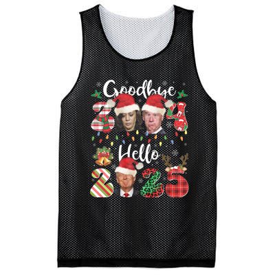 Funny Goodbye 2024 Hello 2025 Funny Trump Xmas Pajamas Mesh Reversible Basketball Jersey Tank