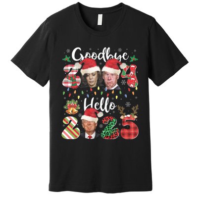 Funny Goodbye 2024 Hello 2025 Funny Trump Xmas Pajamas Premium T-Shirt