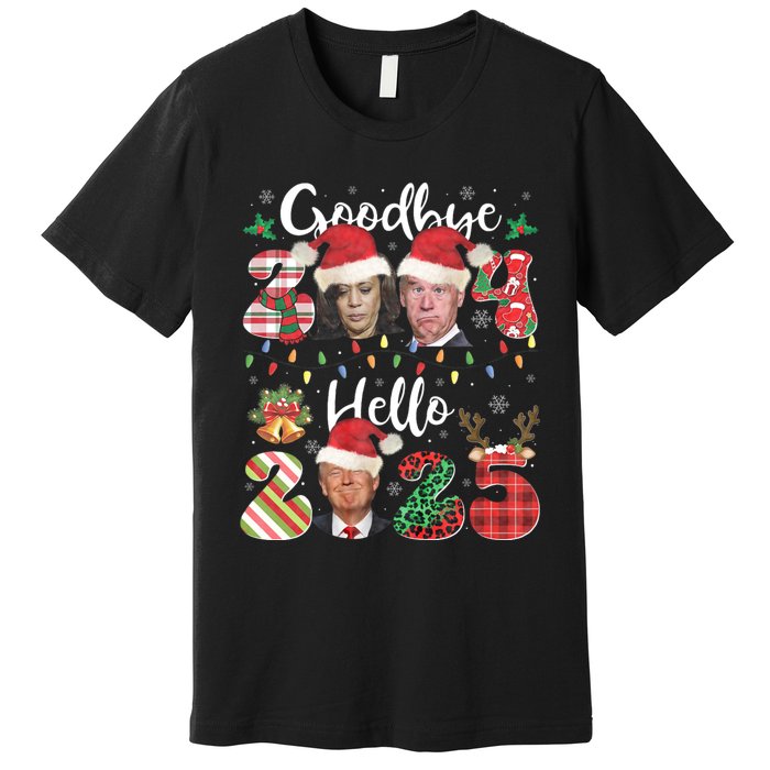 Funny Goodbye 2024 Hello 2025 Funny Trump Xmas Pajamas Premium T-Shirt