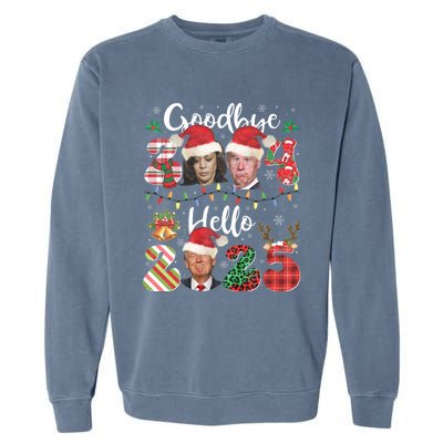 Funny Goodbye 2024 Hello 2025 Funny Trump Xmas Pajamas Garment-Dyed Sweatshirt