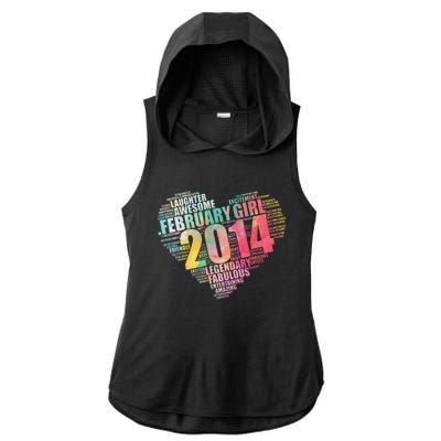 FEBRUARY GIRL 2014 Awesome Fabulous Big Heart 9th Birthday Ladies PosiCharge Tri-Blend Wicking Draft Hoodie Tank