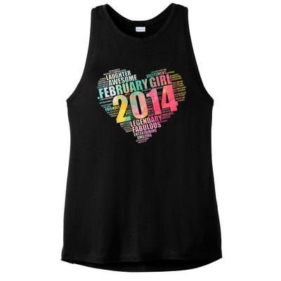 FEBRUARY GIRL 2014 Awesome Fabulous Big Heart 9th Birthday Ladies PosiCharge Tri-Blend Wicking Tank