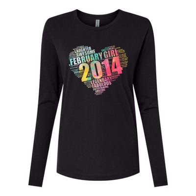 FEBRUARY GIRL 2014 Awesome Fabulous Big Heart 9th Birthday Womens Cotton Relaxed Long Sleeve T-Shirt