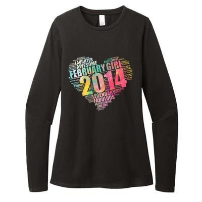 FEBRUARY GIRL 2014 Awesome Fabulous Big Heart 9th Birthday Womens CVC Long Sleeve Shirt