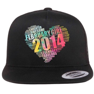FEBRUARY GIRL 2014 Awesome Fabulous Big Heart 9th Birthday Flatbill Hat
