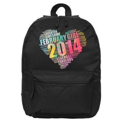 FEBRUARY GIRL 2014 Awesome Fabulous Big Heart 9th Birthday 16 in Basic Backpack