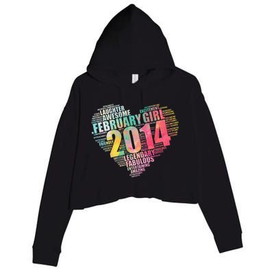 FEBRUARY GIRL 2014 Awesome Fabulous Big Heart 9th Birthday Crop Fleece Hoodie