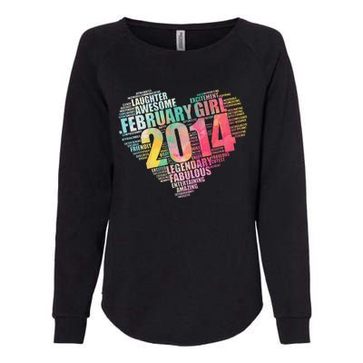 FEBRUARY GIRL 2014 Awesome Fabulous Big Heart 9th Birthday Womens California Wash Sweatshirt