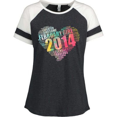 FEBRUARY GIRL 2014 Awesome Fabulous Big Heart 9th Birthday Enza Ladies Jersey Colorblock Tee