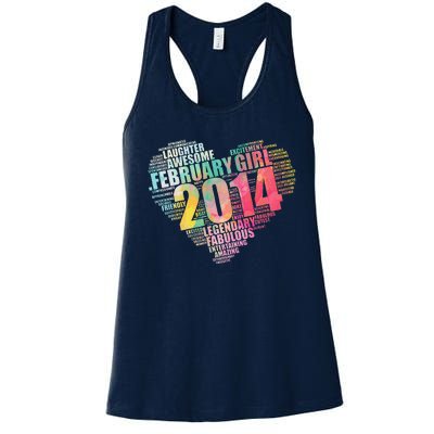 FEBRUARY GIRL 2014 Awesome Fabulous Big Heart 9th Birthday Women's Racerback Tank