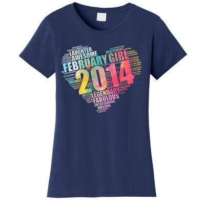 FEBRUARY GIRL 2014 Awesome Fabulous Big Heart 9th Birthday Women's T-Shirt