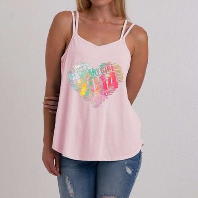 FEBRUARY GIRL 2014 Awesome Fabulous Big Heart 9th Birthday Women's Strappy Tank