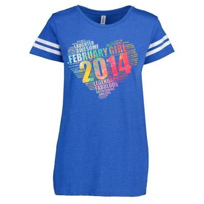 FEBRUARY GIRL 2014 Awesome Fabulous Big Heart 9th Birthday Enza Ladies Jersey Football T-Shirt