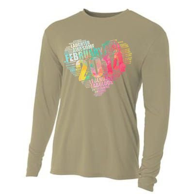 FEBRUARY GIRL 2014 Awesome Fabulous Big Heart 9th Birthday Cooling Performance Long Sleeve Crew