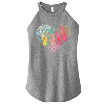 FEBRUARY GIRL 2014 Awesome Fabulous Big Heart 9th Birthday Women's Perfect Tri Rocker Tank