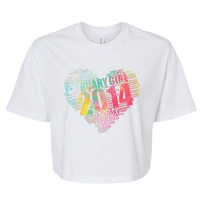 FEBRUARY GIRL 2014 Awesome Fabulous Big Heart 9th Birthday Bella+Canvas Jersey Crop Tee