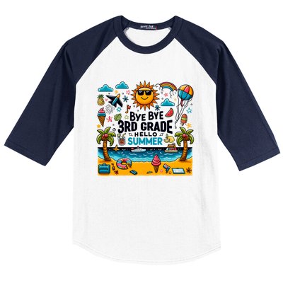 Funny Goodbye 3rd Grade Hello Summer Cute Gift Baseball Sleeve Shirt