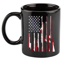 Funny Gun 4th Of July American USA Pride Flag 11oz C Handle Ceramic Mug