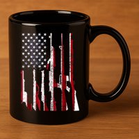Funny Gun 4th Of July American USA Pride Flag 11oz C Handle Ceramic Mug