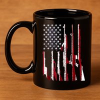 Funny Gun 4th Of July American USA Pride Flag 11oz C Handle Ceramic Mug